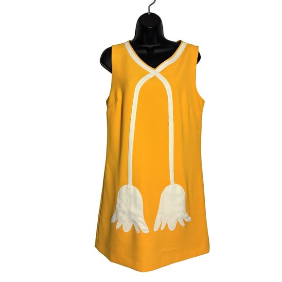 Victoria Beckham For Target Marigold Yellow Shift Dress W/ White Floral Applique - Picture 2 of 9